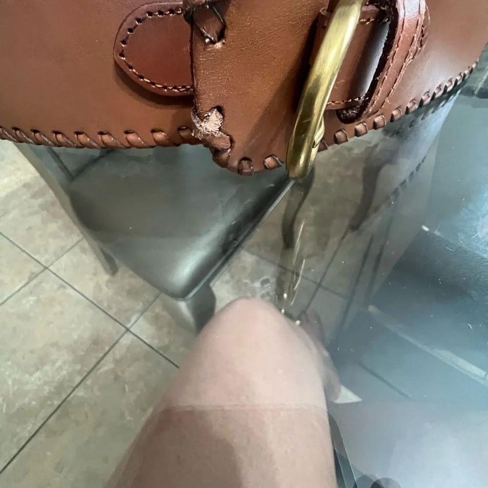 Banana Republic Tan Leather Belt with Gold Buckle
